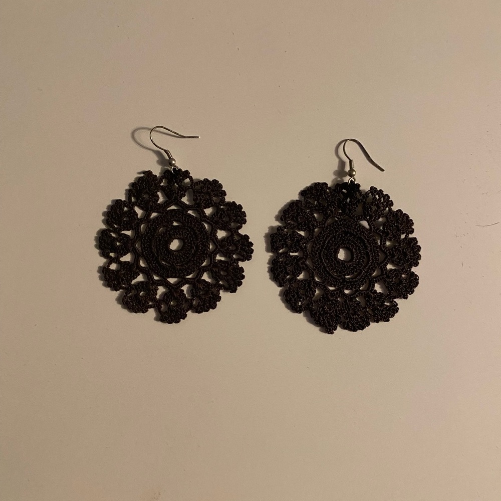 Brown Leather Boho Earrings NWOT